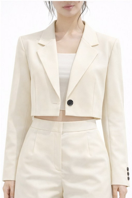 【睿依女裝RYI】短版挺版西裝外套 大翻領 內裡墊肩 韓系歐美風格