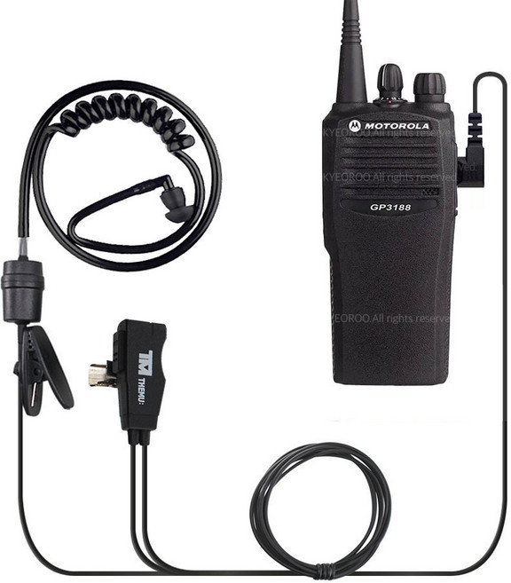 MOTOROLA GP3188/GP3688 무전기 전용 더뮤 블랙튜브 이어폰 인이어 리시버 모토로라2핀