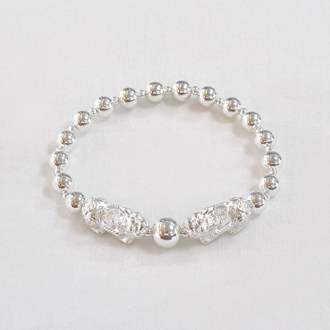 비투쥬얼리 999 실버 순은 쌍 비휴 재물 풍수 은볼 팔찌