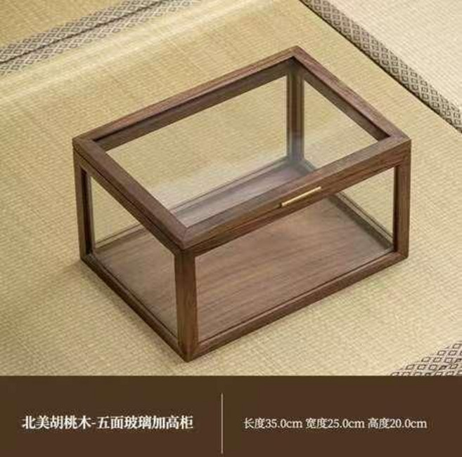 胡桃木玻璃展示櫃 五面玻璃, 層展示櫃加高款【定製批發聯繫客服】=現貨