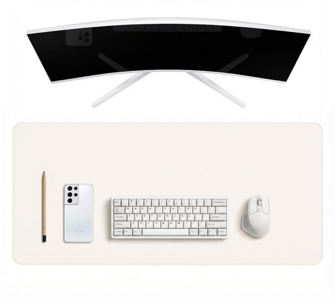 리팟 가죽 데스크 매트 와이드 장패드 마우스패드 논슬립 키보드패드, 아이보리