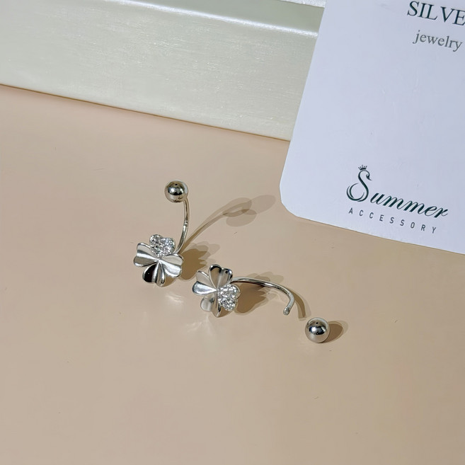 SUMMER S925銀 幸運草轉珠耳環 純銀飾品