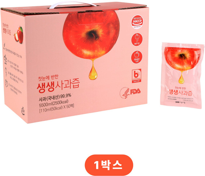 시골내음 생생 사과즙, 50팩, 110ml