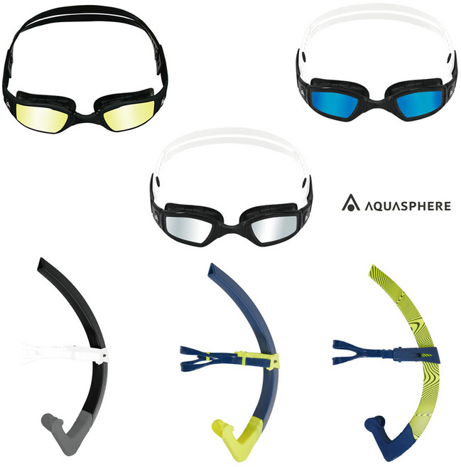 [12월 31일까지 5%할인] 포커스 스노클 + 닌자 수경 세트 - (구)MP 업그레이드 버전(현) AQUASPHERE 선수용 경기용 수경, 네온네이비 - 레귤러 핏, 블랙화이트-실버티타늄미러렌즈