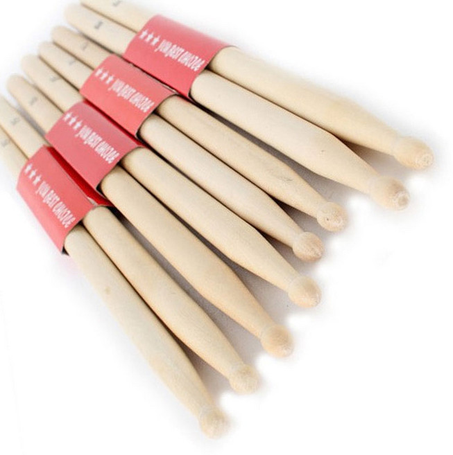 초보자 입문용 드럼스틱 1쌍 5a 5b 7a 난타 공연 학예회 연습용 우드 드럼채, 1세트