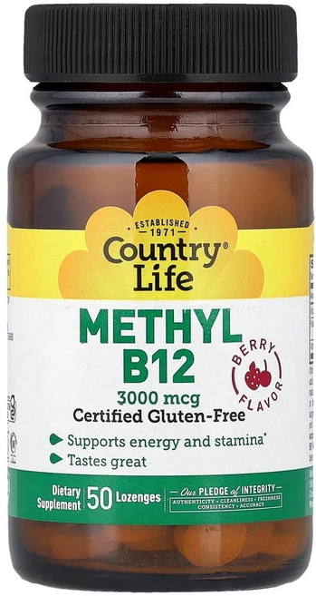 컨트리라이프 메틸 B12 베리 맛 3000mcg 사탕 정제 50정, 1개 - 쿠팡
