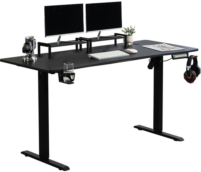SAMMU 전기 높이 조절 책상 높이 기억 기능 가정용/사무용 스탠딩 컴퓨터 책상, 검정색-1400*600