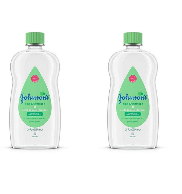 존슨즈 베이비 오일 알로에 앤 비타민E Johnson's Baby Oil Aloe Vera and Vitamin E 20 Ounce, 591ml, 2개