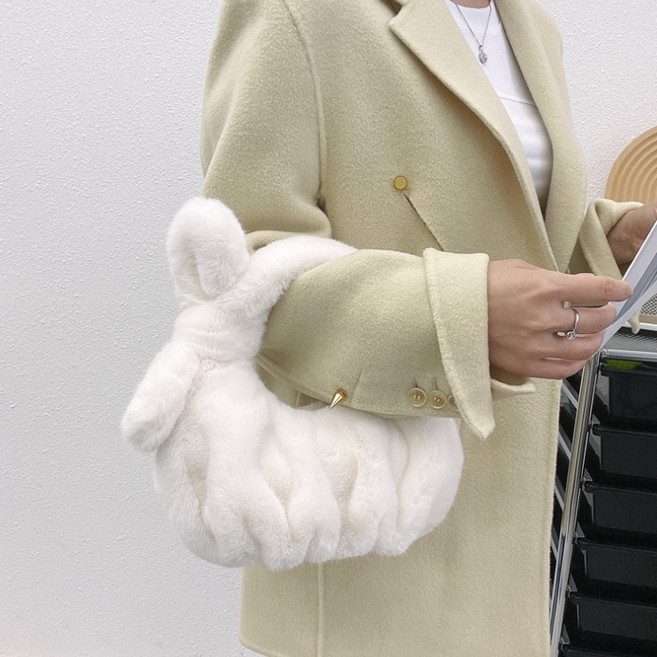 MIROSE 미니 페이크퍼 토트백 털가방 만두백 숄더백