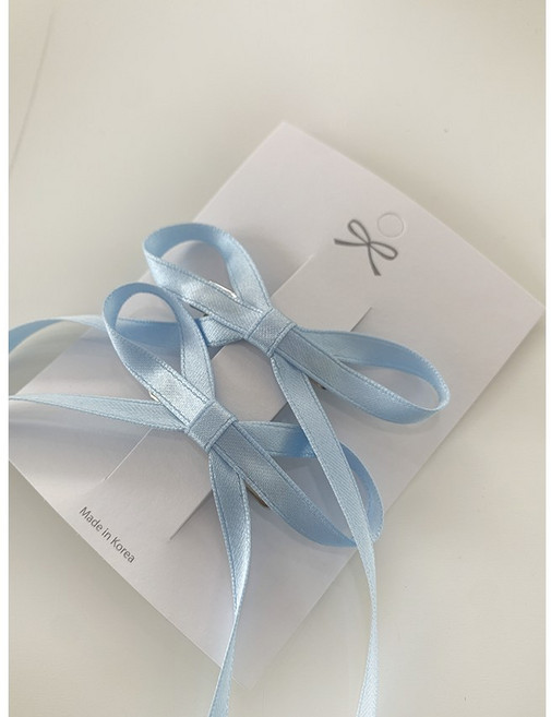 발레코어 새틴 롱리본 옆머리 헤어핀 리본 집게핀 2P세트