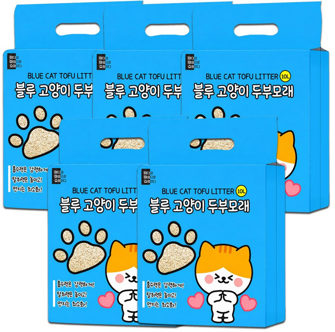 마마쇼 블루 고양이 두부모래, 오리지널, 5개, 10L