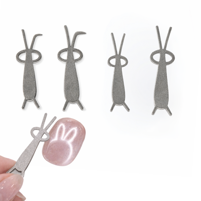 토끼 네일 자석 4종 세트 셀프 네일 아트 패턴 마그넷 네일도구, 1세트, 실버