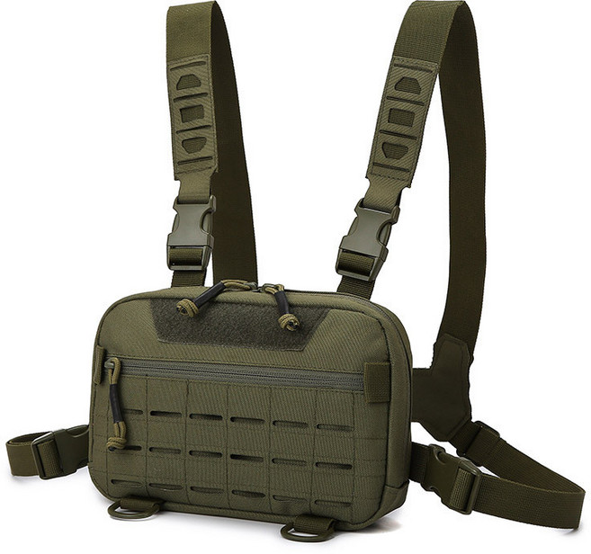 戶外運動戰術胸背包 斜背包 徒步旅行露營 胸包, 綠, 1個