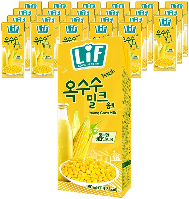 LIF 옥수수 밀크 음료, 180ml, 24개 - 쿠팡