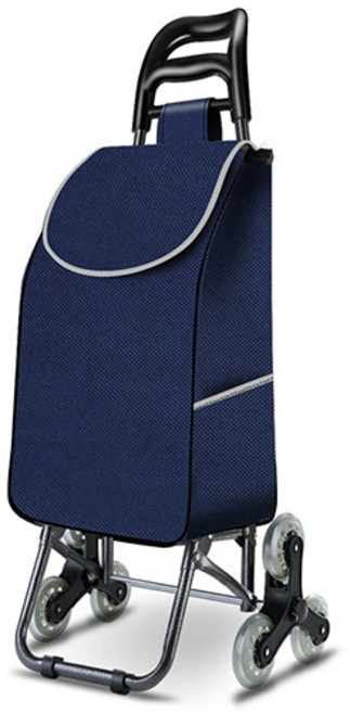 계단오르는 세발 접이식 쇼핑 카트 시장 바구니, (크리스탈휠)네이비, 1개
