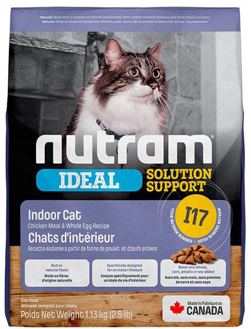 nutram 成貓用 I17 專業理想系列 室內化毛貓糧, 1袋, 1.13kg, 雞肉 + 燕麥