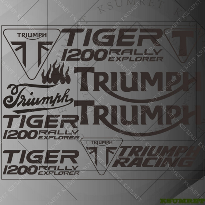 호환 Triumph TIGER 1200 RALLY EXPLORER 스티커 로고 데칼 탱크 레이싱 스티커 엠블럼 방수, [05] Black
