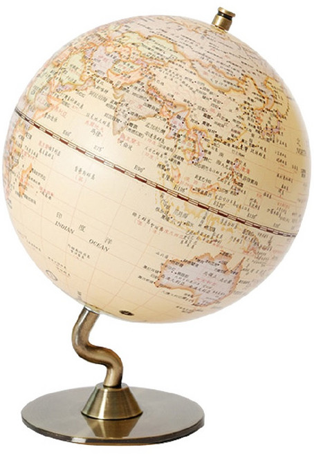復古地球儀 清晰地圖標示 穩固底座設計 居家裝飾擺件 學習地理知識, 米白