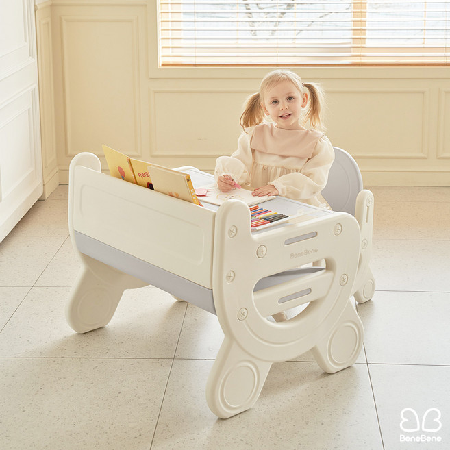 BeneBene 쁘띠 코니 책상 + 의자 세트, 그레이