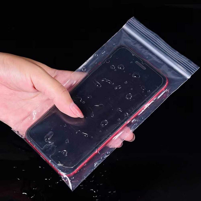 휴대폰지퍼백 100개 방진 터치가능 투명 방수 팩 밀봉 보관 스마트폰 비닐 1개, 11x21cm
