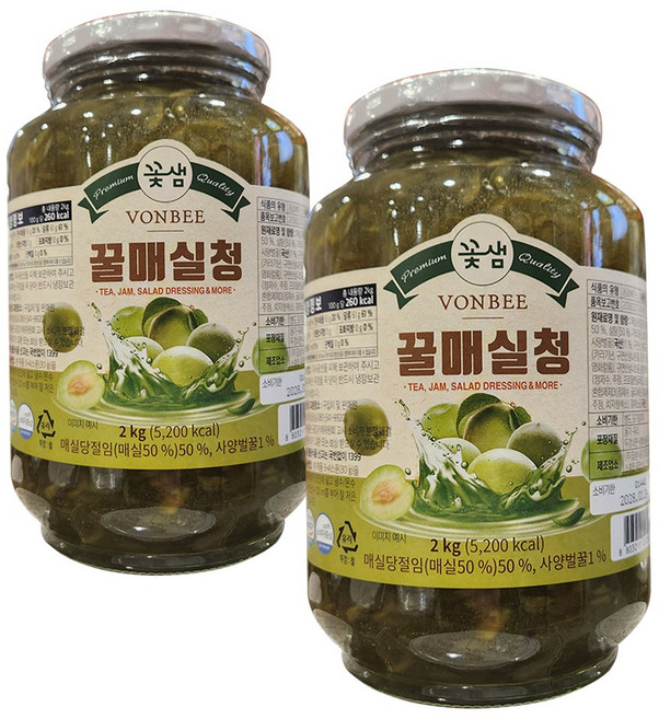 꽃샘 본비 꿀매실청 코스트코 에이드 임산부, 2kg, 2