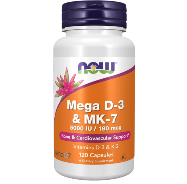 나우푸드 비타민D3 5000IU 비타민K2 MK7 180mcg 120캡슐, 120정, 1개