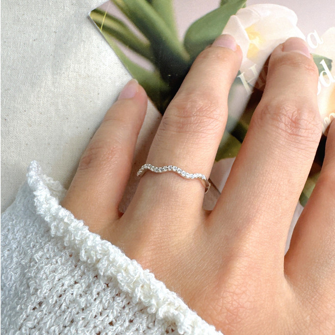 노아라 실버925 물결 웨이브 큐빅 반지