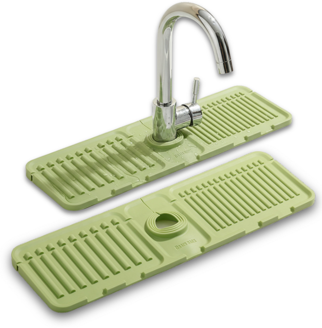 바이빈이 싱크대 세면대 실리콘 배수매트, 2개, 그린