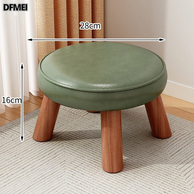 DFMEI 小凳子家用矮凳客廳板凳創意兒童坐墩結實耐用沙發腳凳實木換鞋凳, 1件, 圓凳高16cm【防水易打理】:如圖