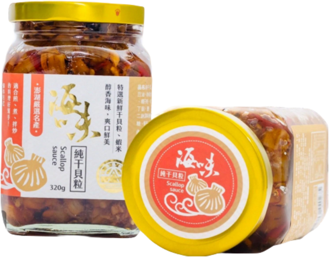 海味 澎湖嚴選純干貝粒醬, 320g, 1個