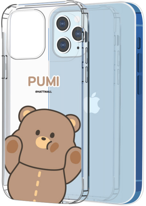 핫티몰 곰돌이 캐릭터 프린팅 귀여운 클리어 투명 아이폰 휴대폰 케이스