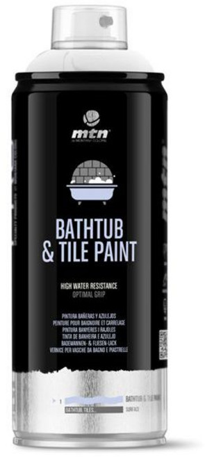 MTN PRO 浴缸磁磚修復噴漆 400ml 緞面白色 防水抗潮濕 適用衛浴陶瓷表面, 1個, 白色