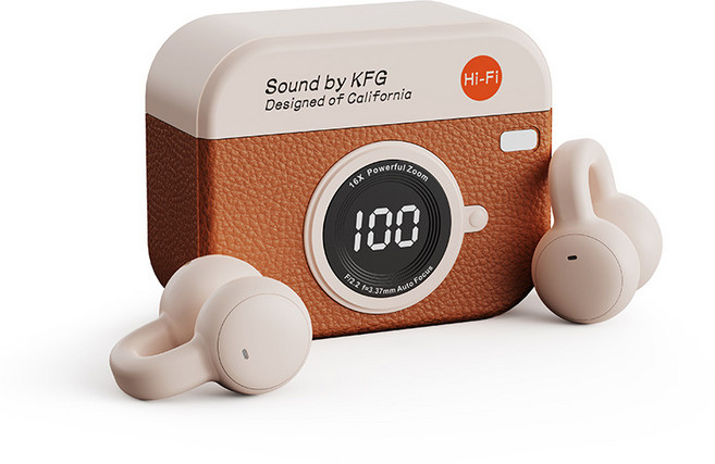 프리라이프 오픈형 무선 이어폰 블루투스 5.4 초경량 운동용 귀걸이형 귀찌 이어폰, A 갈색, ZX001