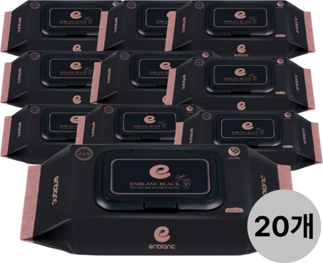 앙블랑 레이온 100% 아기물티슈 세이프 블랙 라이트, 78g, 36매입, 20개
