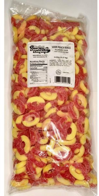 Marlow candy 과일 후루츠 마로우 캔디의 신선한 사워 복숭아 링 5파운드 가방 할랄, Marlow candy 과일 후루츠 마로우 캔디의 신선, 1개, 2.27kg