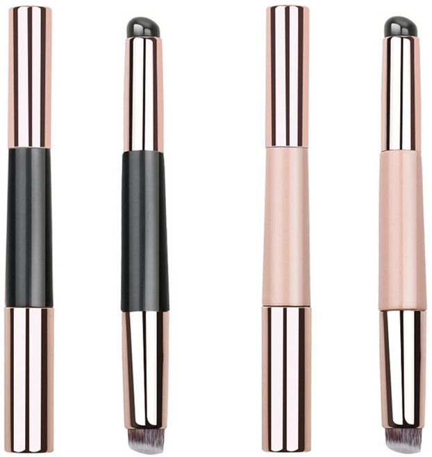 EGMI 실리콘 듀얼 립&메이크업 브러쉬 2종컬러 2P세트, 2개, 핑크+블랙