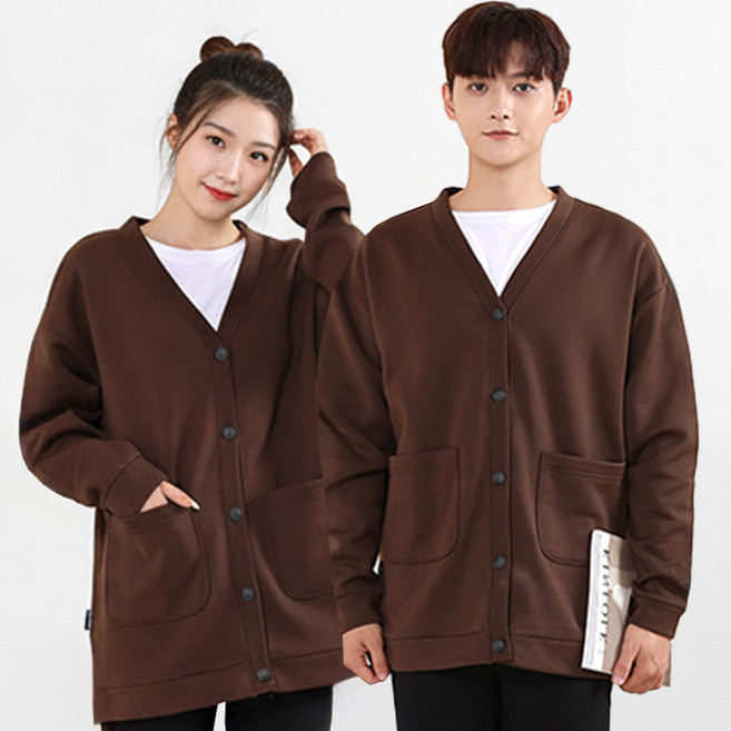 턴키 남여공용 빅사이즈 오버핏 박스 면 기모 가디건 AE-075