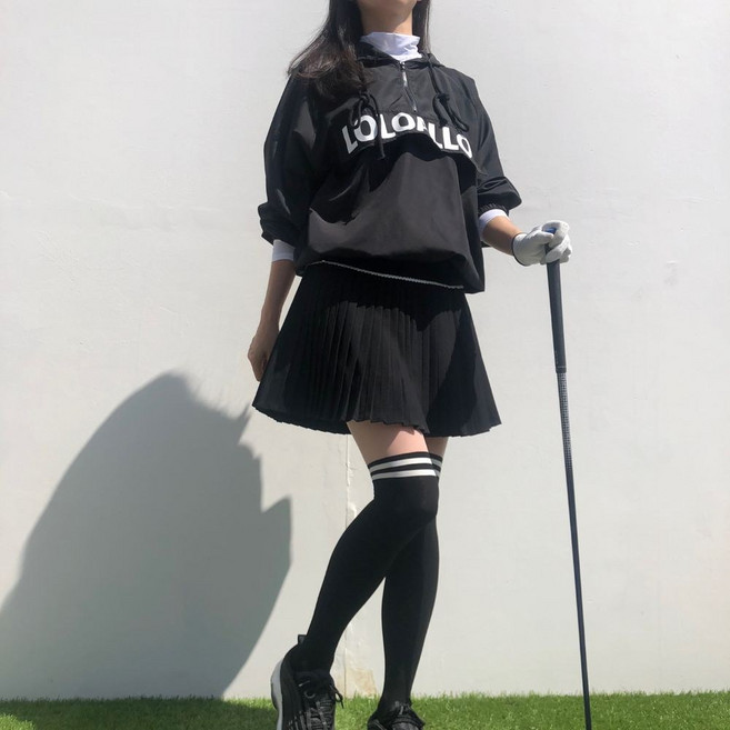로로얼로이 여성 골프 바람막이 소프트 아노락 후드 반집업 자켓 골프웨어