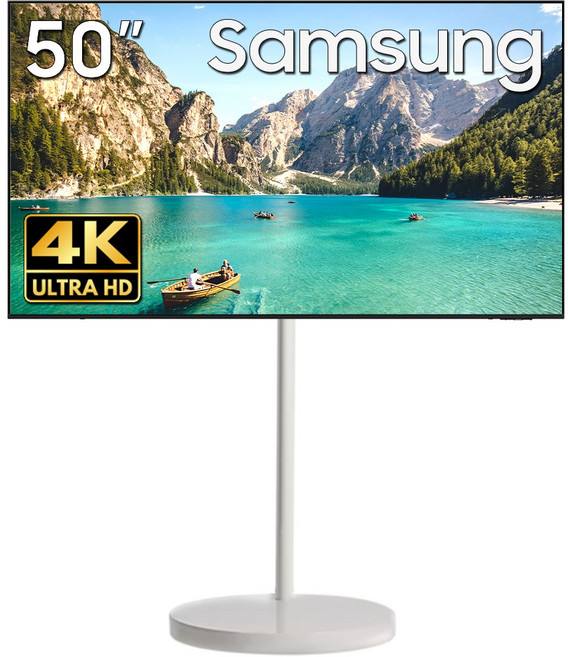삼성전자 무빙스타일 BE-H 4K UHD 스마트 사이니지 TV 라이트 이동식 스탠드 거치대 패키지, 방문설치, 이동형 스탠드, 선반X, 125.7cm(50인치)