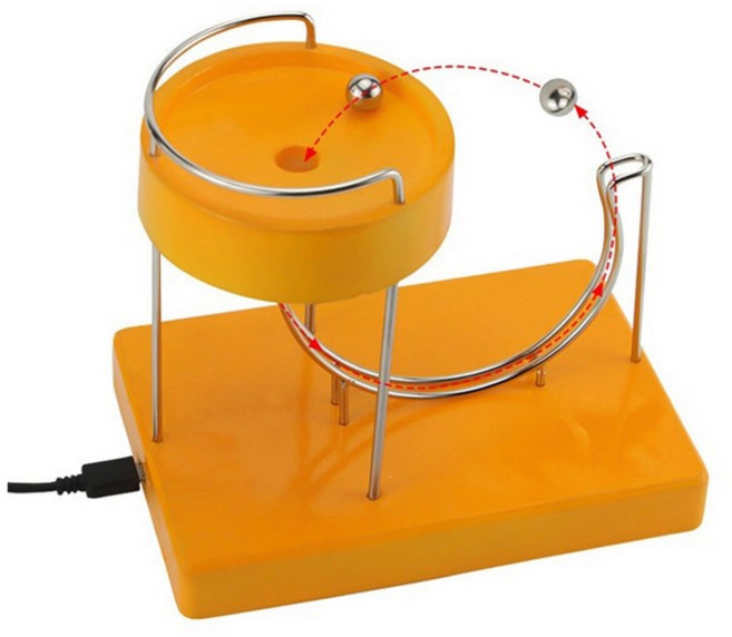 키네틱 아트 영구 운동 기계 키네틱 아트 모션 관성 금속 자동 크리 에이 티브 점프 테이블 장난감, 노란색