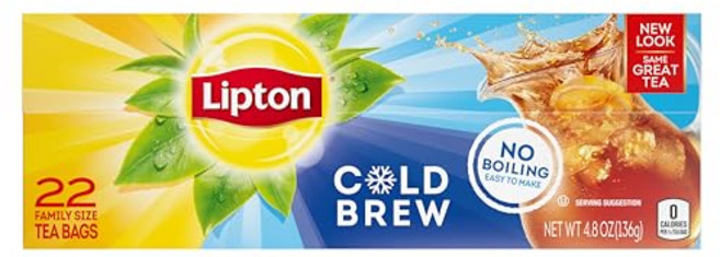 립톤 콜드 브루 아이스 티백 패밀리 사이즈 제로 칼로리 Lipton Cold Brew Iced Tea Bags Family Size Zero Calories Easy-To, 22 카운트, 1개