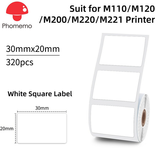 Phomemo M110 미니 휴대용 프린터 열 라벨 스티커 Niimbot B21 B1 50mm와 유사한 포켓 라벨링 메이커 기계, XP3020-320