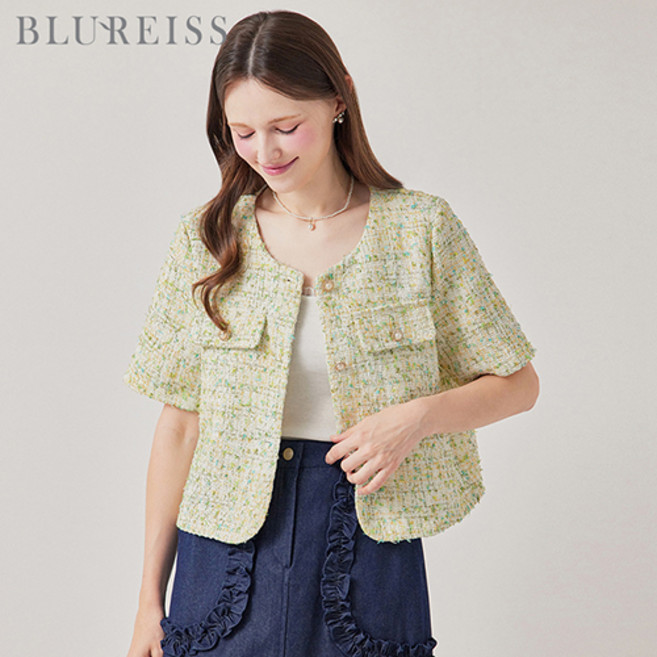 진주 포인트 블렌딩 트위드 자켓_BI5M1JK1061