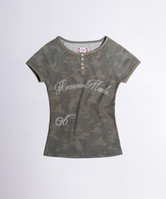 SCULPTOR Heavenly Button Down Camo Tee Forest