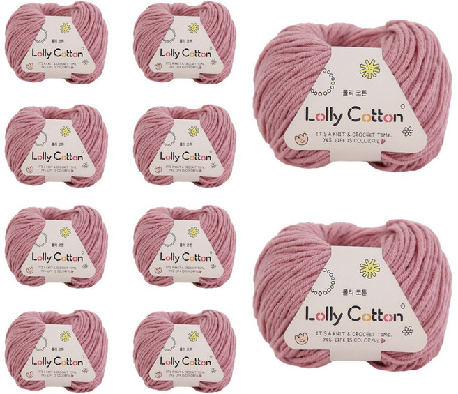 [앵콜스] (10볼묶음)롤리코튼 Lolly Cotton 5ply (80색의 고급코마코튼 소품인형실), 43 더스티핑크 (**10볼묶음), 1개