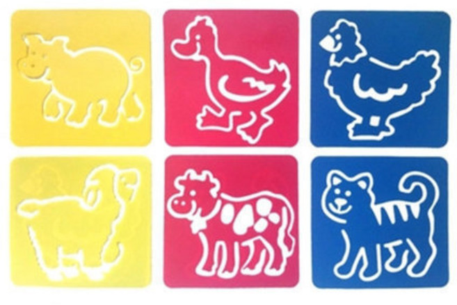 RR소형 스텐실판 6종세트(동물)놀이감 어린이종합교구