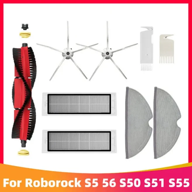 쿠쿠스토어 샤오미 로보락 S5 Max Pure E4 진공 청소기 교체 키트 롤러 브러시 HEPA 필터 천 예비 부품