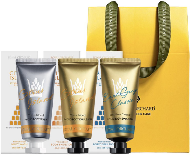 로얄오차드 차(TEA)로 만든 바디로션+바디워시 50ml 3종 선물세트 (기프트박스)(피크노제놀 함유), 시그니처, 1세트