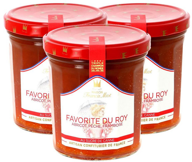 프랑스 프랑스 명장 프랜시스 미오 Francis Miot 살구 복숭아 사탕수수 곁들인 라즈베리잼 340g, 3개