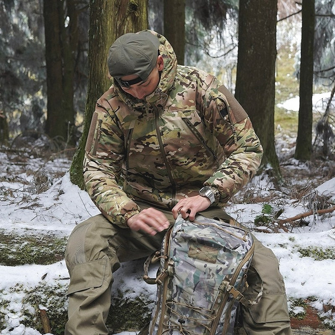 GUNCHILL 겨울 택티컬 아웃도어 밀리터리 에디션 전술용 코튼 재킷 방풍 방한 보온 위장용 두꺼운 후드 코튼 코트
